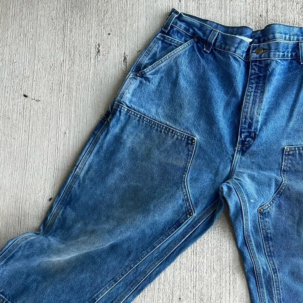 Carhartt denim blue jean double knee work wear carpenter pants